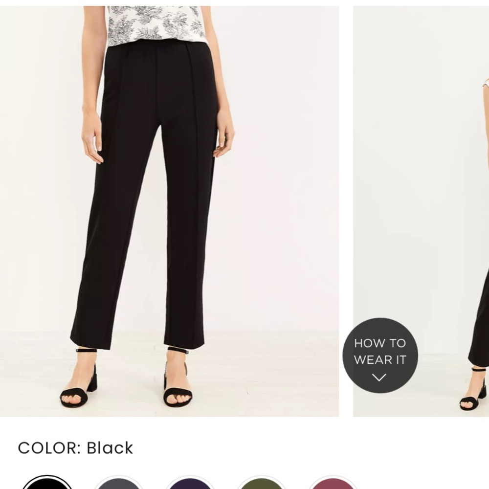 Black LOFT Pintucked Fluid Taper Pants size small